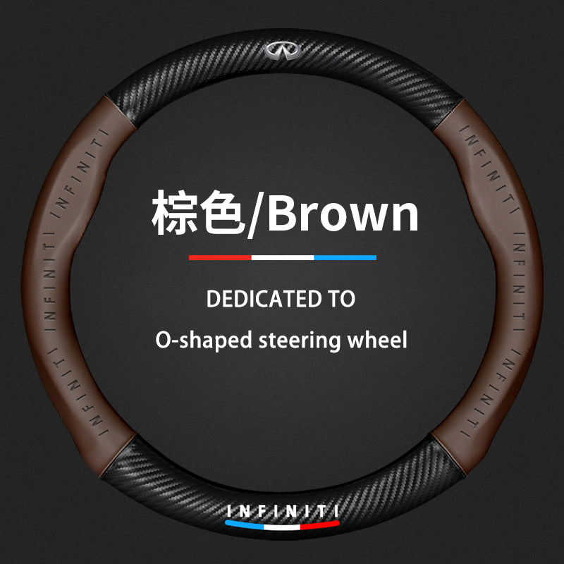 Infiniti Steering Wheel Cover – Fits 37.5–38.5 cm (14.76–15.16 in), Genuine Leather, Anti-Slip