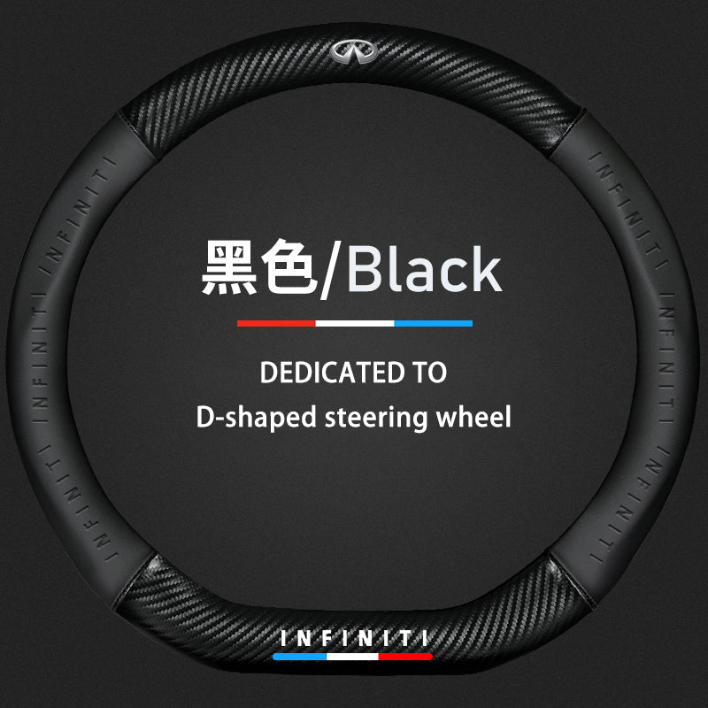 Infiniti Steering Wheel Cover – Fits 37.5–38.5 cm (14.76–15.16 in), Genuine Leather, Anti-Slip