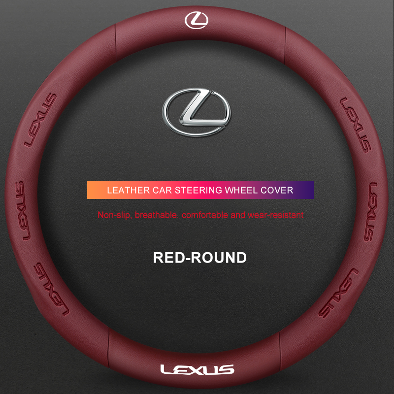 3D Embossed Genuine Leather Steering Wheel Cover For Lexus