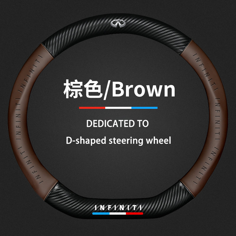 Infiniti Steering Wheel Cover – Fits 37.5–38.5 cm (14.76–15.16 in), Genuine Leather, Anti-Slip
