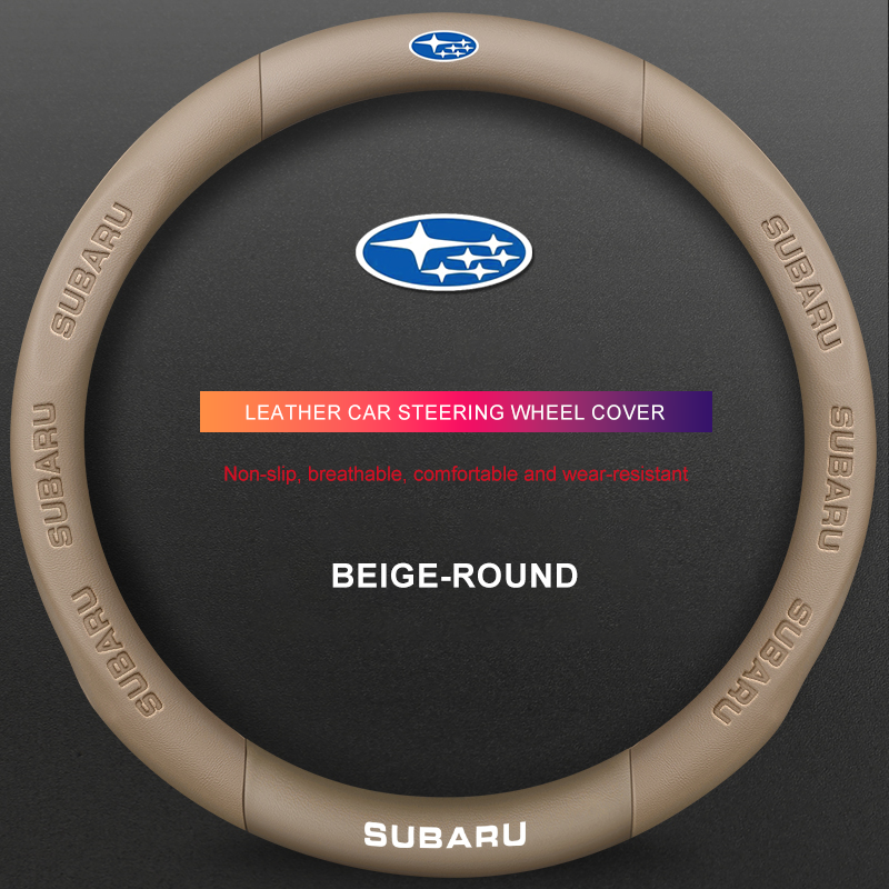 3D Embossed Genuine Leather Steering Wheel Cover For Subaru