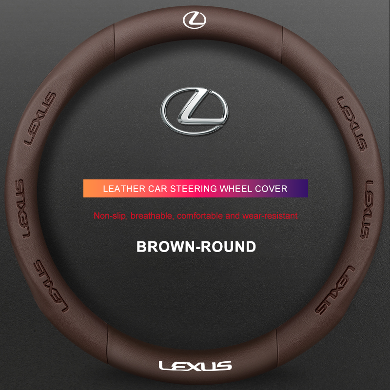 3D Embossed Genuine Leather Steering Wheel Cover For Lexus
