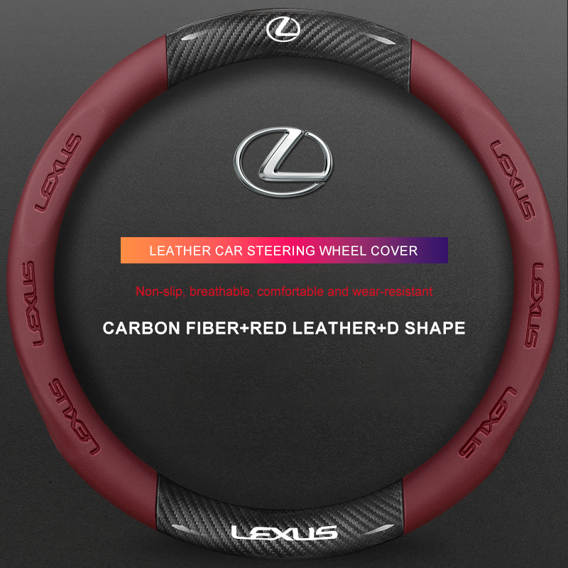 3D Embossed Genuine Leather Steering Wheel Cover For Lexus