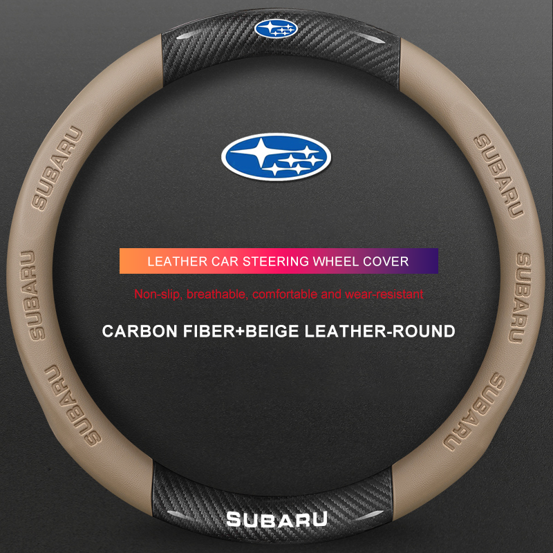 3D Embossed Genuine Leather Steering Wheel Cover For Subaru
