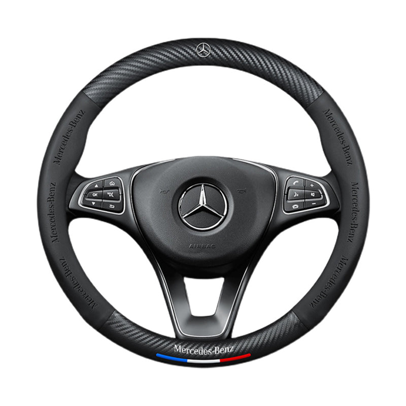 Carbon fiber genuine leather car steering wheel cover for Mercedes-Benz