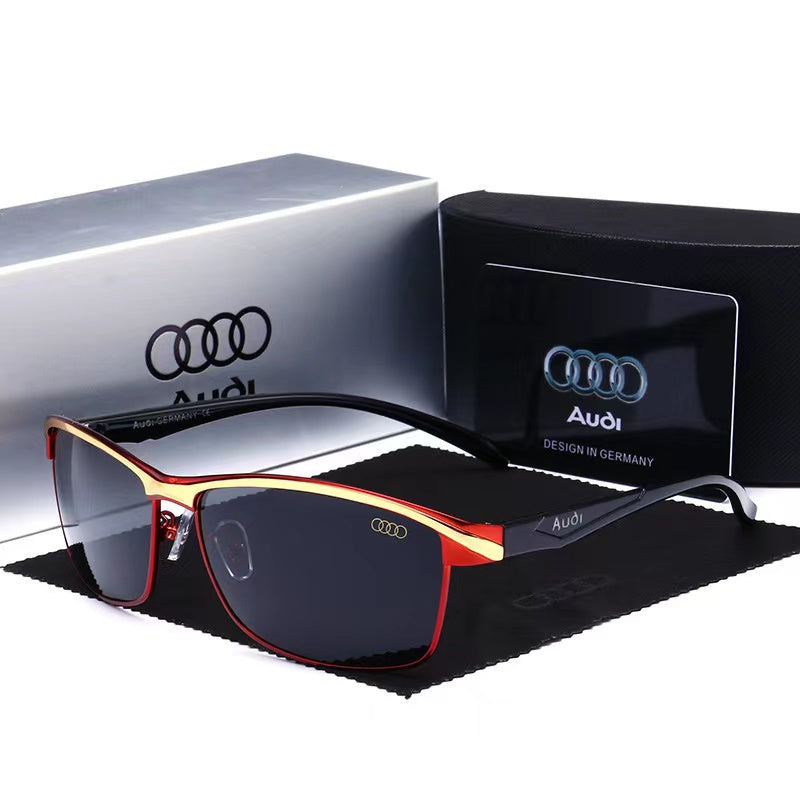 Audi High end luxury men driving polarized sunglasses, brand luxury design anti glare